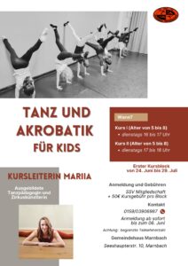 tanz und akrobatik für kids marnbach weilheim