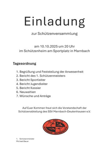 Einladung Schützenversammlung 2025